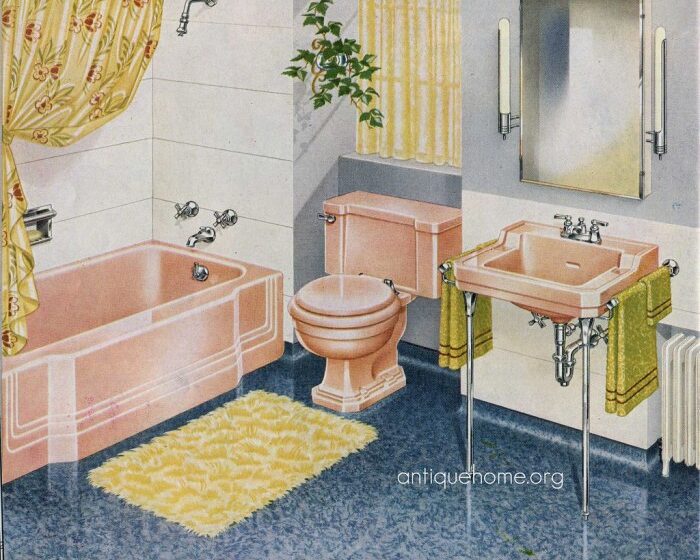 How to decorate pink bathroom room 1940's