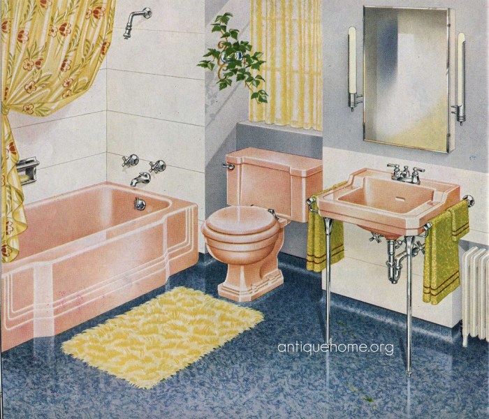 How to decorate pink bathroom room 1940's