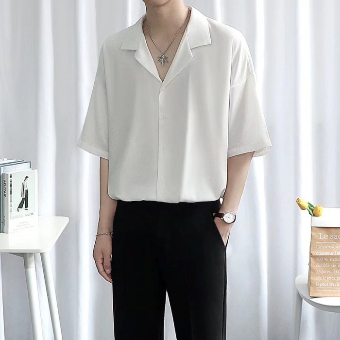 Shirt white shirts men button dress down sleeve long casual cotton fit slim solid fashion