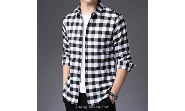 Men's black and white dress shirt