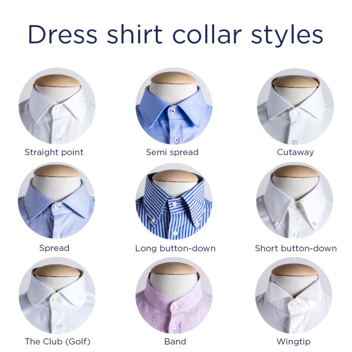 Men's dress shirt collar styles