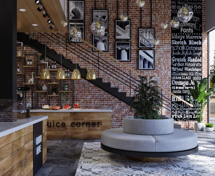 Desain interior cafe industrial