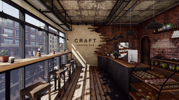 Desain interior cafe industrial